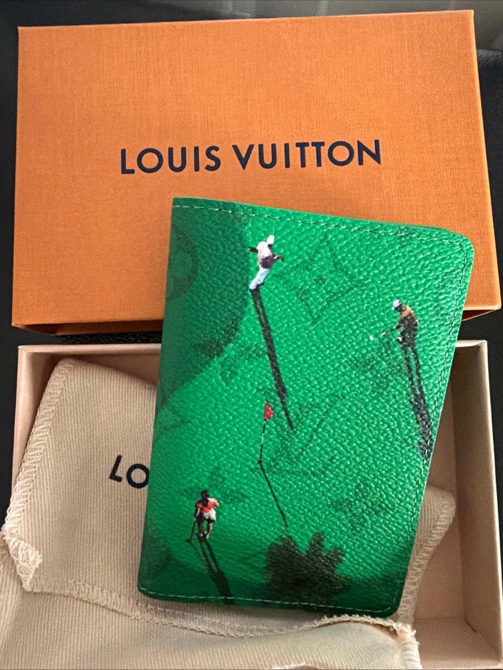 Louis Vuitton Golf Green Leather Card Organizer